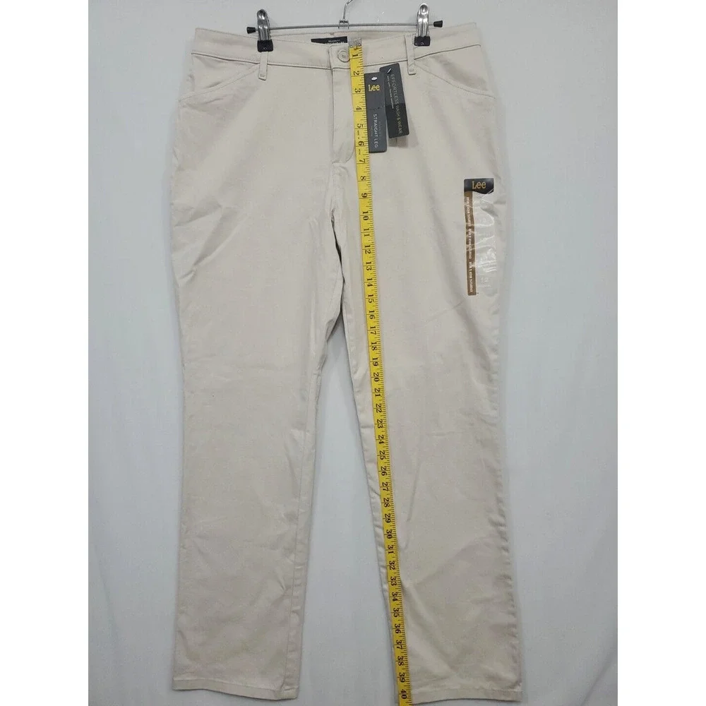 Lee Chino Pants‎ Relax Fit Women 12 Straight Leg Mid Rise Workwear Beige Khaki